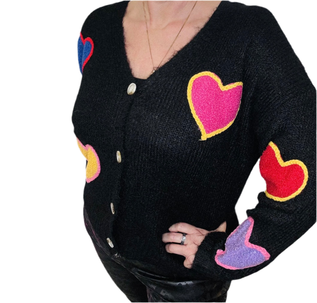 Strickjacke bunte Herzen